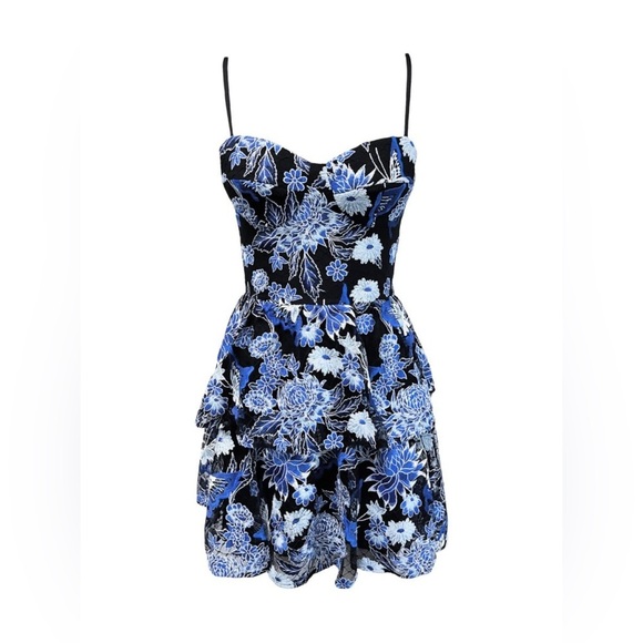 Dress The Population / braelyn floral embroidered red tiered mini dress XS - Picture 6 of 11